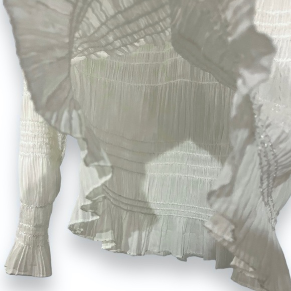 Keepsake The Label Naive High Neck Blouse in Ivory White Chiffon Sparkle - Picture 11 of 17